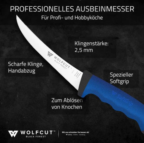Softgrip Blue Ausbeinmesser 15cm gebogene flex Klinge
