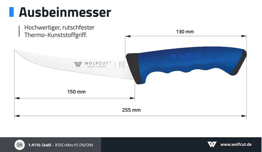 Softgrip Blue Metzgermesser 3-teiliges Set