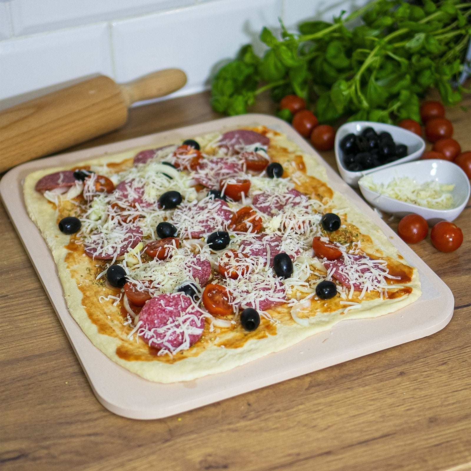 Rechteckiger Pizzastein 38 x 30,5 cm